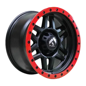 Llanta 4x4 diseño 017 17x9 6x139.7 ET0 negro mate, labio rojo