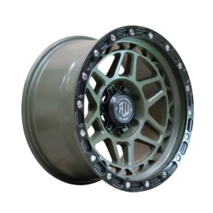 Llanta 4x4 diseño 002 17x9 6x139.7 ET0 verde oliva mate, labio negro