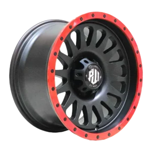 Llanta 4x4 diseño 046 17x9 6x139.7 ET0 negro mate, labio rojo