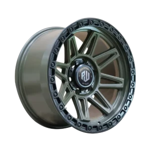 Llanta 4x4 diseño 033 17x9 6x139.7 ET0 verde oliva mate, labio negro