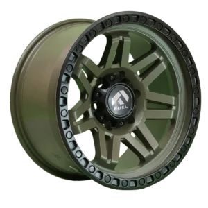 Llanta 4x4 diseño 029 17x9 6x139.7 ET0 verde oliva mate, labio negro