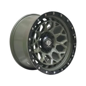 Llanta 4x4 diseño 021 17x9 6x139.7 ET0 verde oliva mate, labio negro