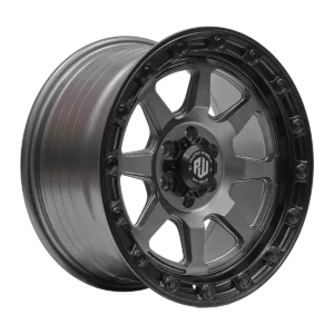 Llanta 4x4 diseño 010 17x8.5 6x139.7 ET+20 gris oscuro mate, labio negro mate