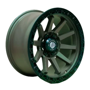 Llanta 4x4 diseño 037 17x9 6x139.7 ET0 verde oliva mate, labio negro mate