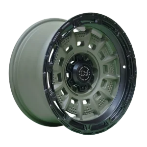 Llanta 4x4 diseño 020 17x9 6x139.7 ET0 verde oliva mate, labio negro mate